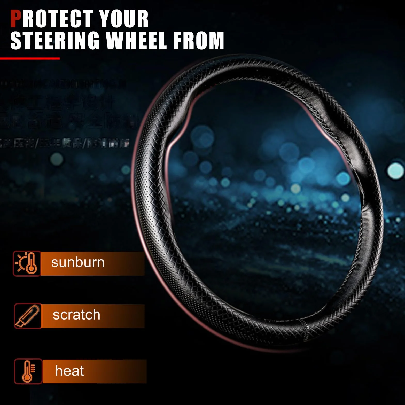 Coprivolante auto, Copri Volante auto Universale, Coprivolanti Fai Da Te in Pelle da Cucire, Universale Traspirante e Antiscivolo in Pelle Morbida per Volanti con Diametro37-39 cm (Trasp N)