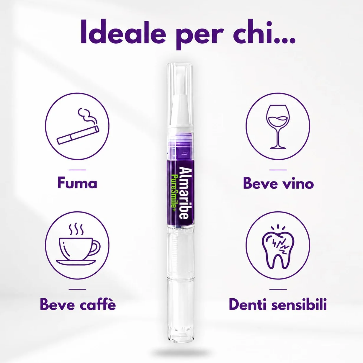 ALMARIBE PureSmile+ Sbiancante Denti Senza Perossido, Kit 3 Penne Gel 12 ml, Sbiancamento Denti professionale a Casa