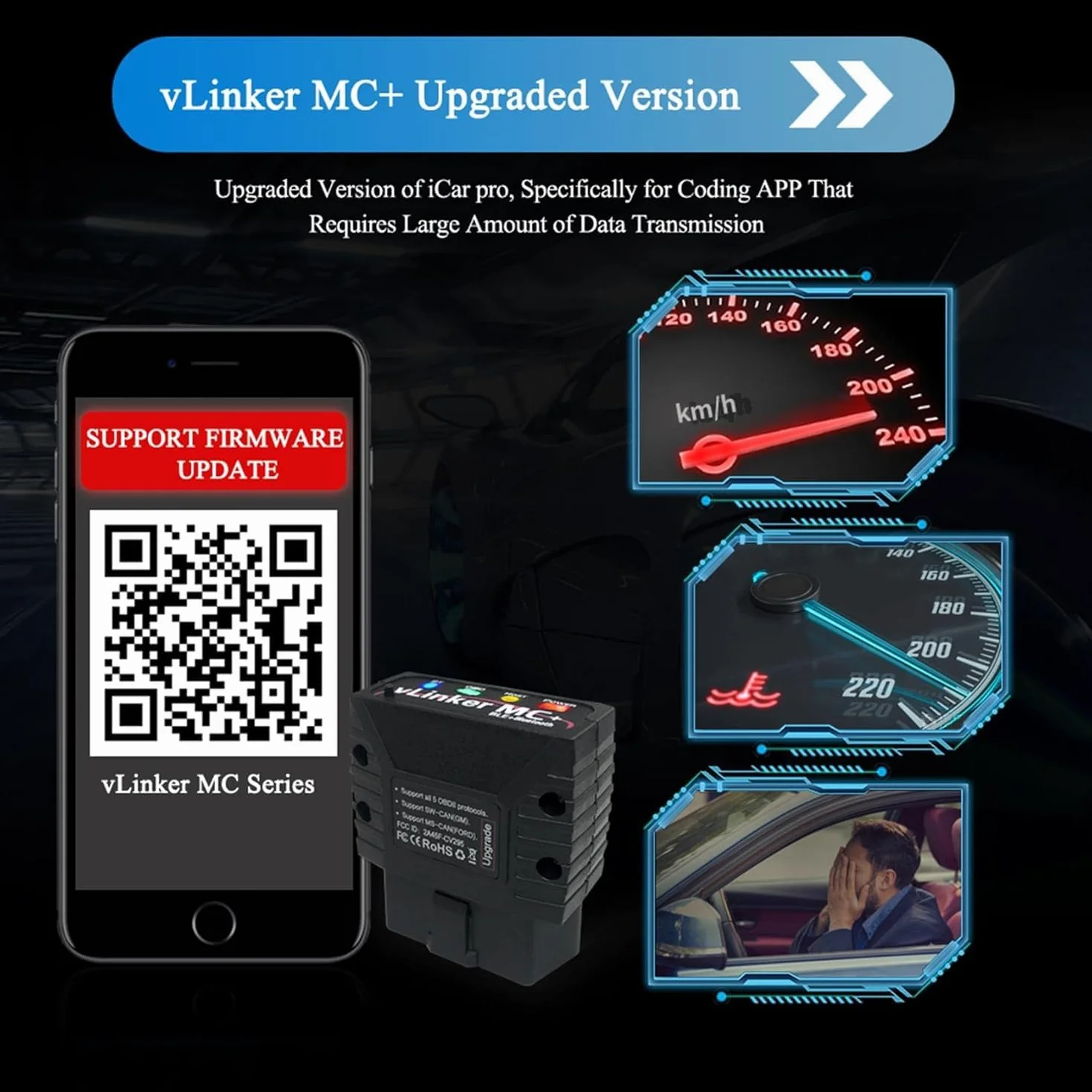 vLinker MC+ Mini Bluetooth OBD II Scanner Adapter Car Diagnostic Scan Tool