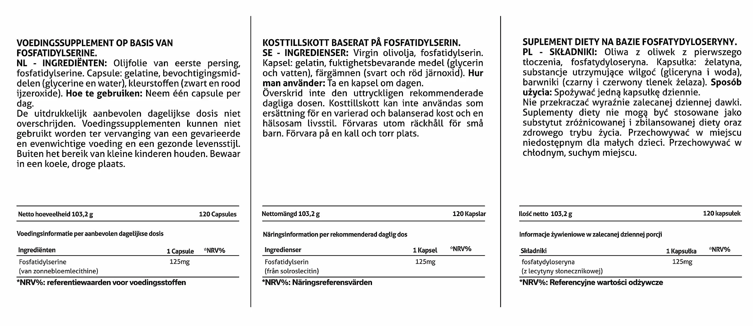 NEURO 125 Fosfatidilserina 125 mg 120 capsule softgel con olio d'Oliva Vergine Alta concentrazione No OGM