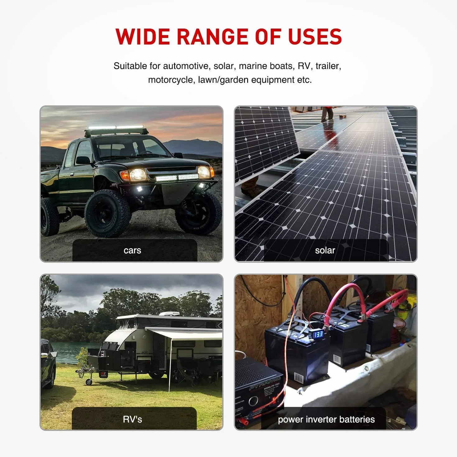 Gebildet 16mm² 50cm Cavi Inverter Batteria(Max 100A),Rosso e Nero Terminali ad Anello Rame Stagnato per Energia Solare,Auto,RV&Marine