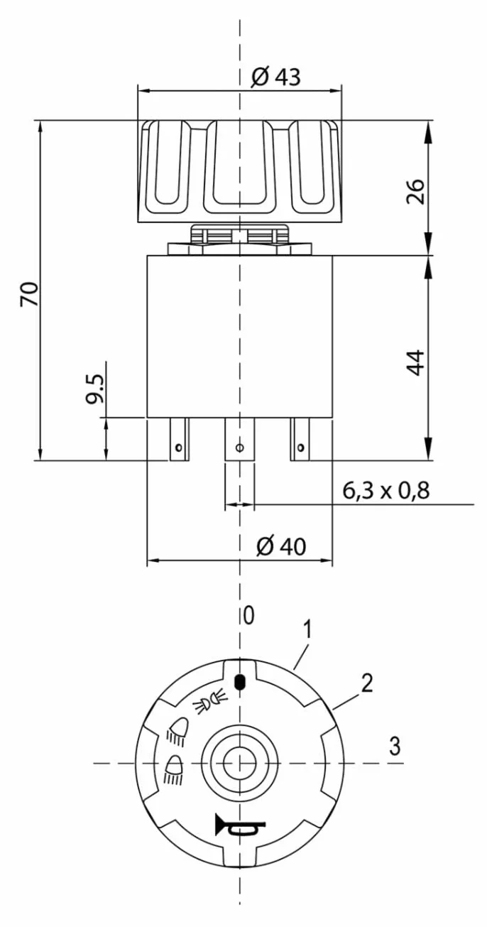 Commutatore Elettrico 12V 4 Posizioni 22,5 mm Ama Dima