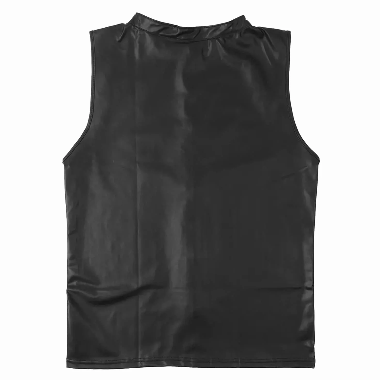 Kinkywear Camicia uomo pelle laccata slim fit maniche corte effetto bagnato