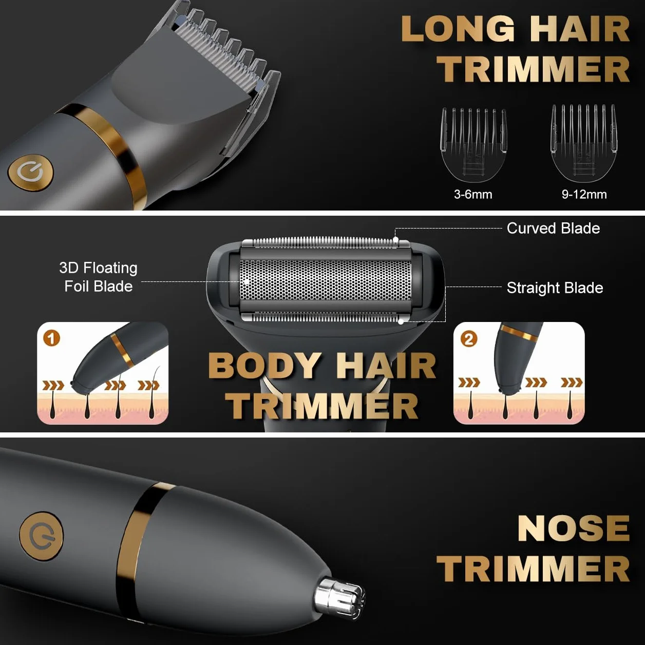 Scttomon Body Trimmer per Uomini, Ball Pubic Hair Trimmer, Rasoio Impermeabile Wet/Dry con Display LED
