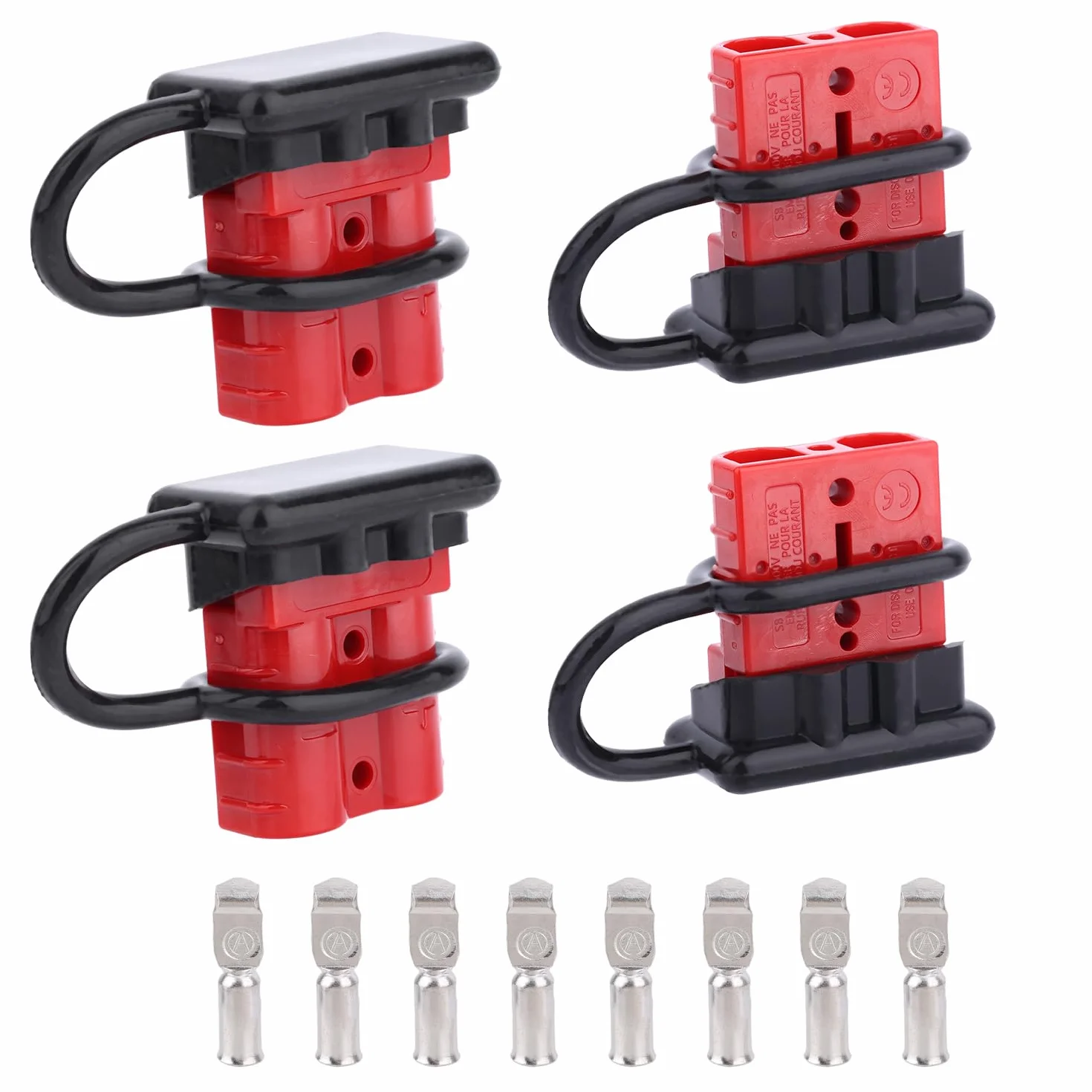 Penitue 4pz Connettori, Kit di Spine Connessione & Sconnessione Batteria 50A 12V-36V per Cavi da 6 a 12 AWG per Auto Moto ATV Argani Ascensori Motori e Altro (Rosso)