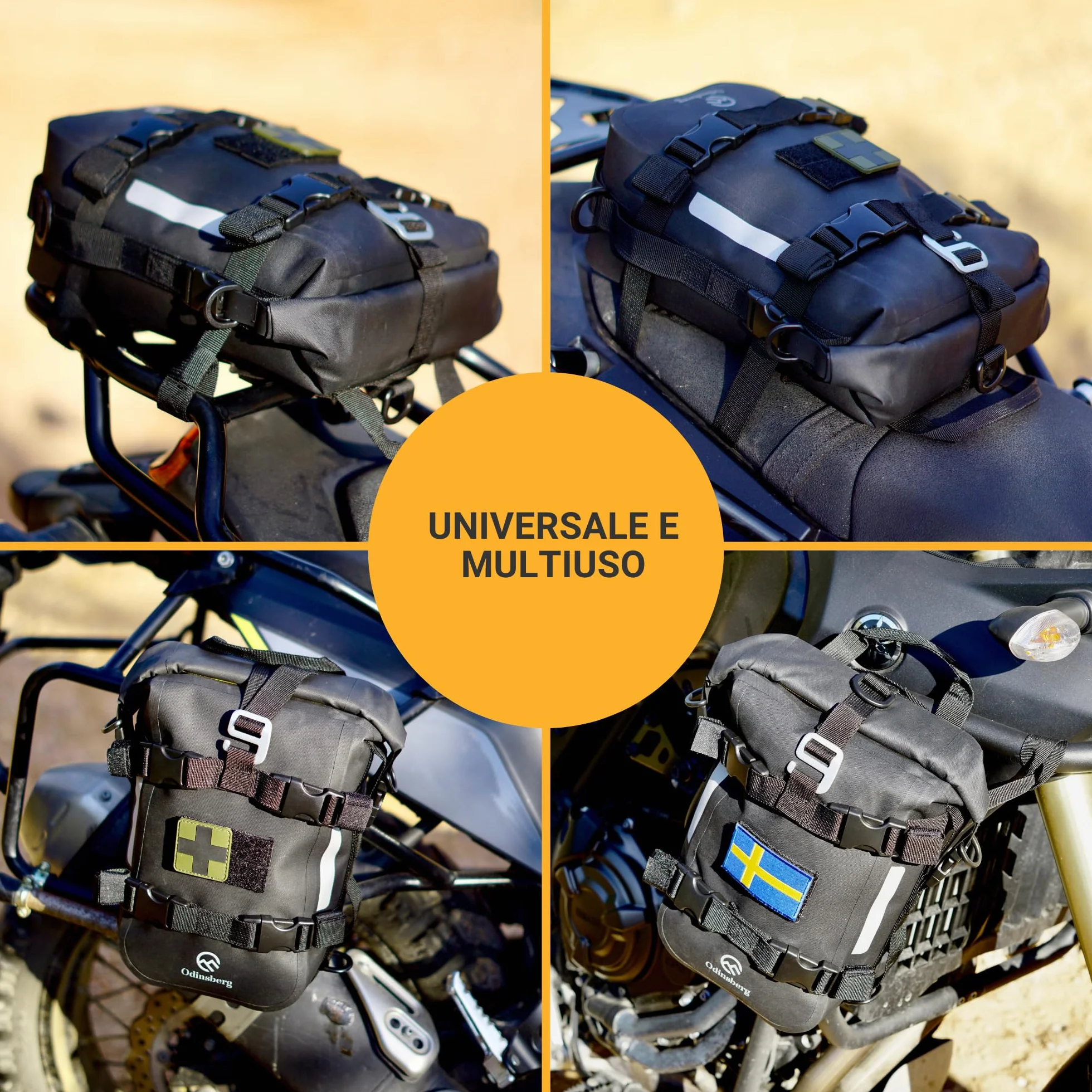 Odinsberg 7L Borsa Impermeabile Moto Posteriore Laterale Sella Drybag Rullo Portapacchi