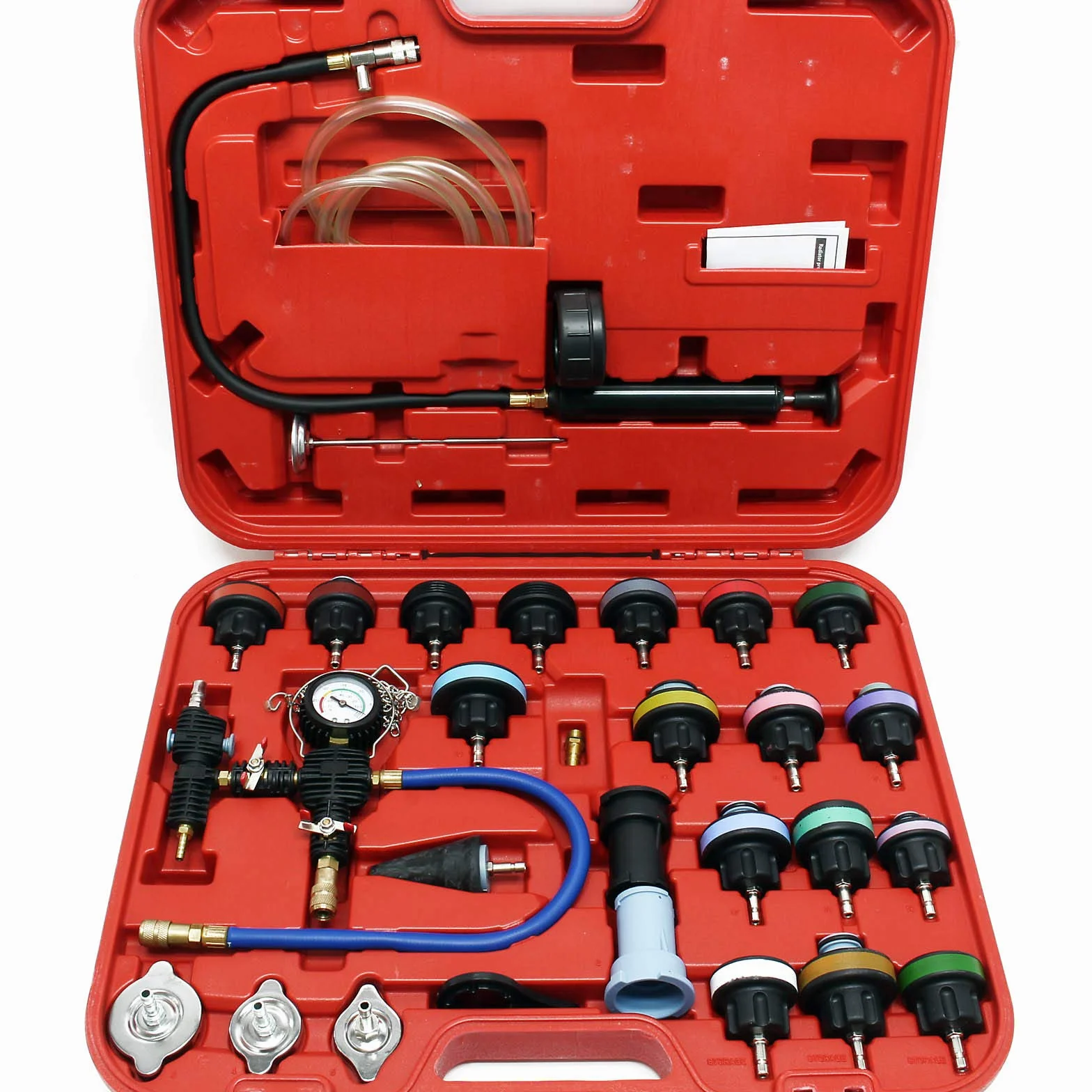 Wiltec Tester per impianto di raffreddamento 27 pezzi con pompa e tappi radiatore