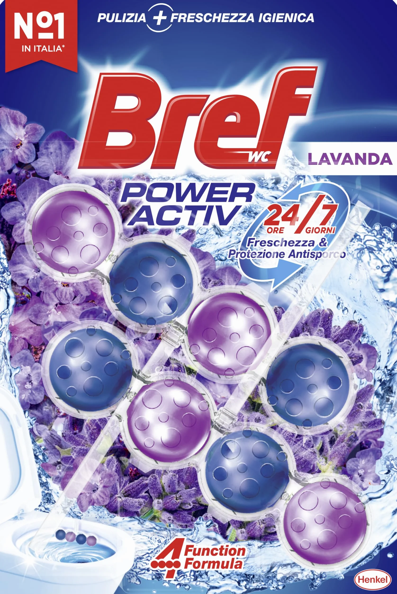 Bref WC Power Activ Lavanda Detergente Profumatore Pastiglie Igienizzante Bagno 2 Pezzi