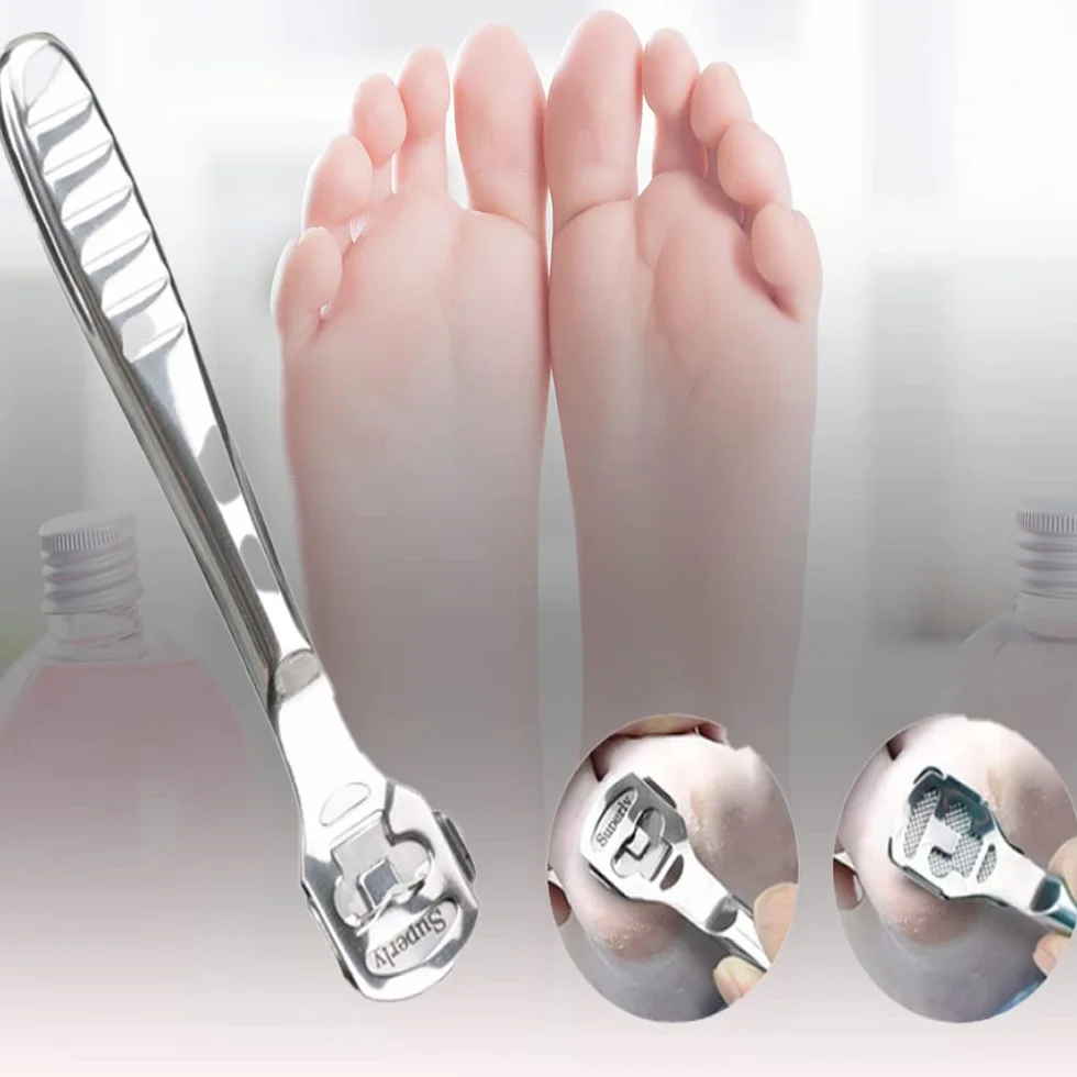 Pedicure Kit Professionale con 10 Lame Argento, Grattugia a Piede Multifunzione