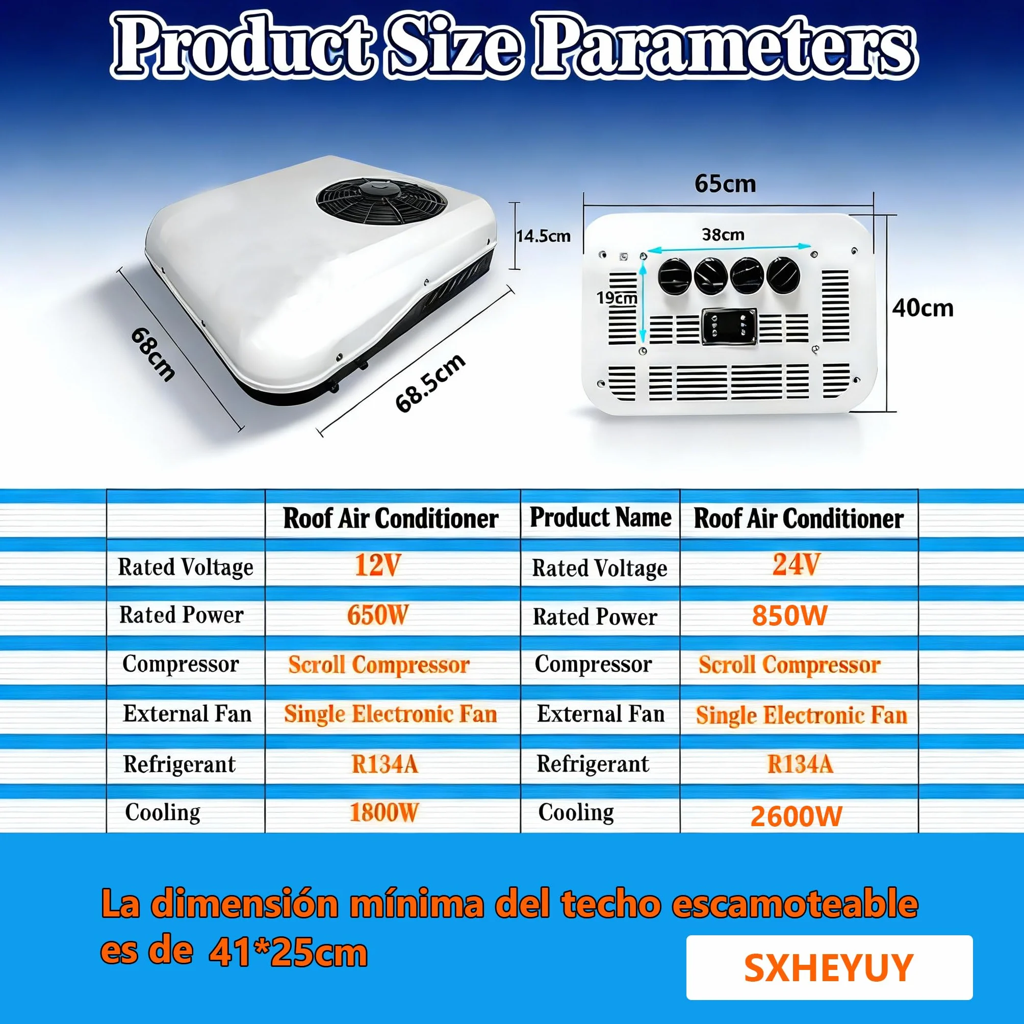 Aria Condizionata 12V 24V Camper Solo Freddo, Precargata Refrigerante per Camion Caravan