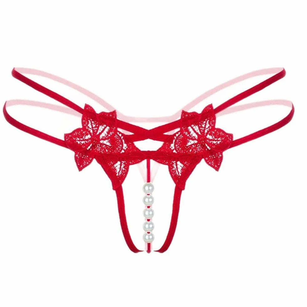Perizoma a V con Perla Pendente Vita Bassa G-String Sexy per Donna Lingerie Originale