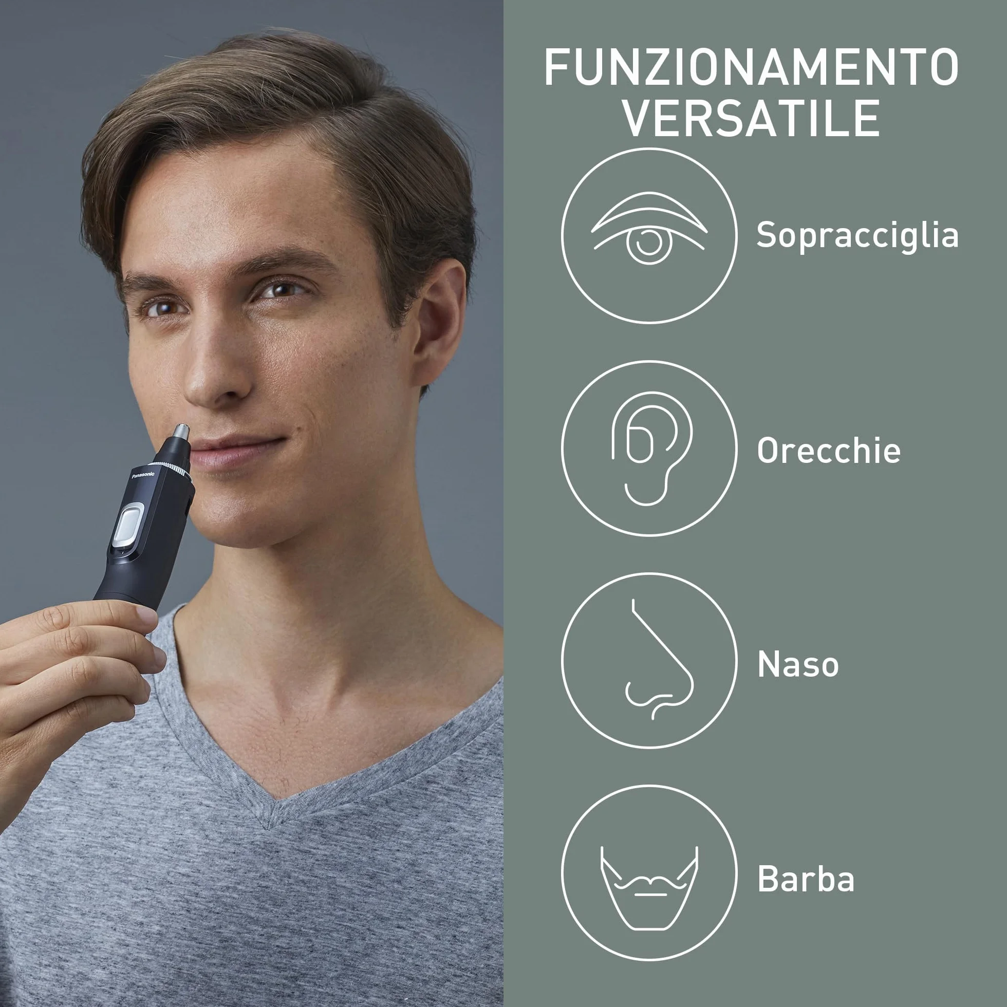 Panasonic ER-GN300-K503 Tagliapeli Uomo Rasoio Elettrico Impermeabile Batteria Nero