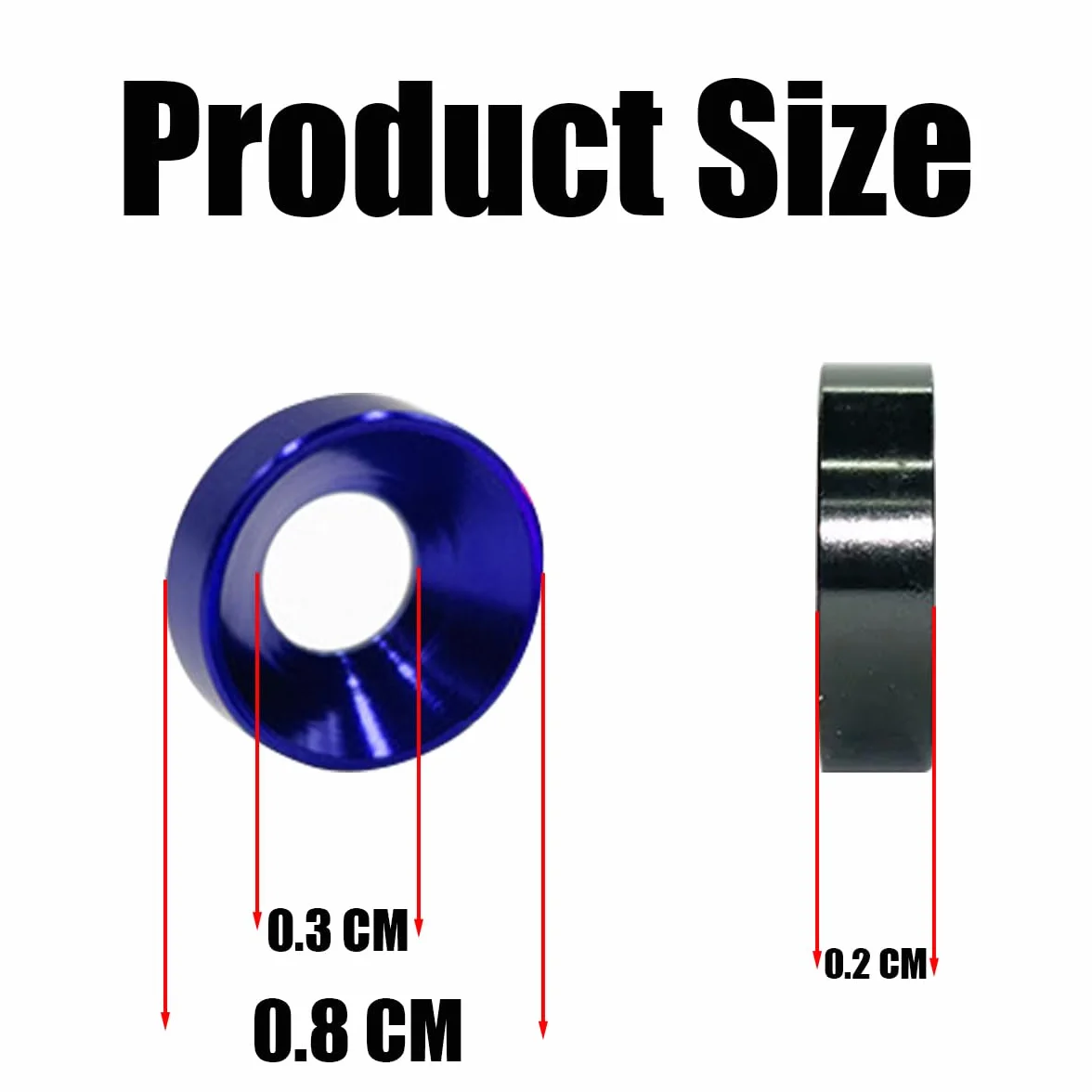 JNNJ 10Pcs Rondella Svasata Anodizzata in Lega di Alluminio, Rondelle per Il Vano Motore, Guarnizioni M3 per Vite, Bulloni Rondelle Concave di Decorazione per Paraurti Dell Veicoli(Blu)