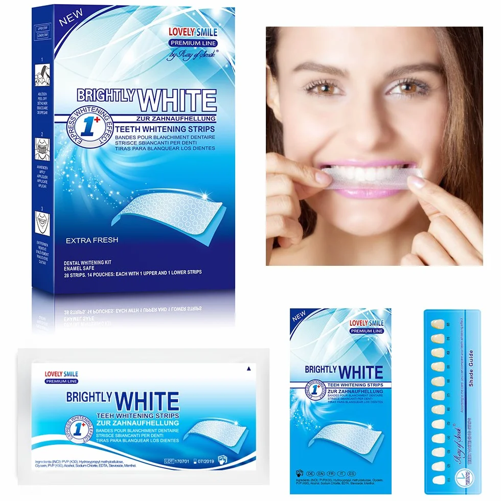 RAY OF SMILE Strisce Sbiancanti Denti Pacchetto XXL Kit Sbiancante Rapido Senza Perossido