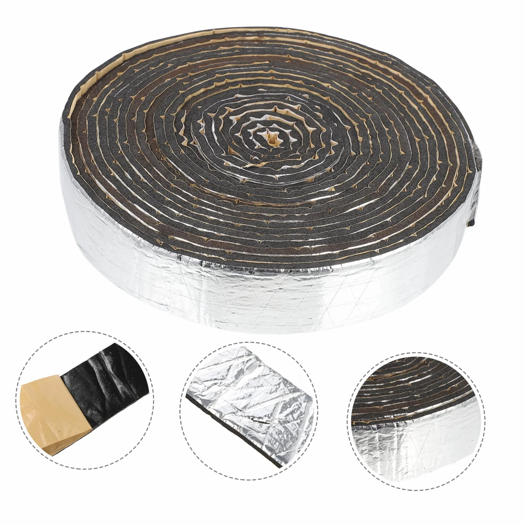 ULTECHNOVO 1rotolo Pannello Fonoassorbente Cotone Isolante Con Rivestimento Alluminio Protezione Termica e Acustica Per Coibentazione Tubazioni e Bagagliaio Auto Spessore