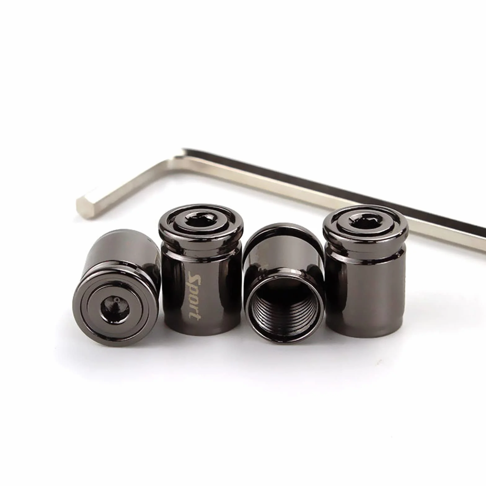 4 Pezzi Tappi Valvole Pneumatici Auto Antifurto,Ttappi Valvole Gomme Compatibili con Auto, SUV, Moto (Nero)