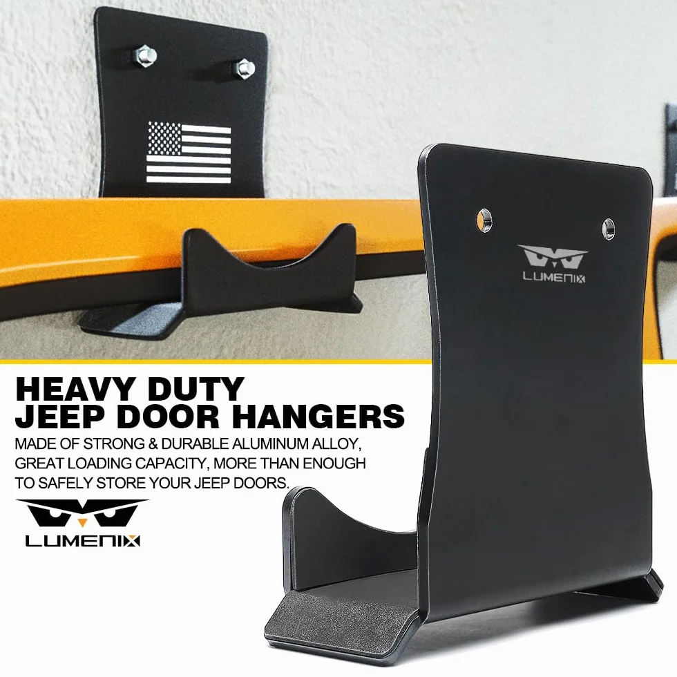 Lumenix Staffa per porta resistente montaggio a parete rimovibile compatibile Jeep Wrangler JK JKU JL JLU CJ YJ TJ LJ JT motivo bandiera americana confezione da 4