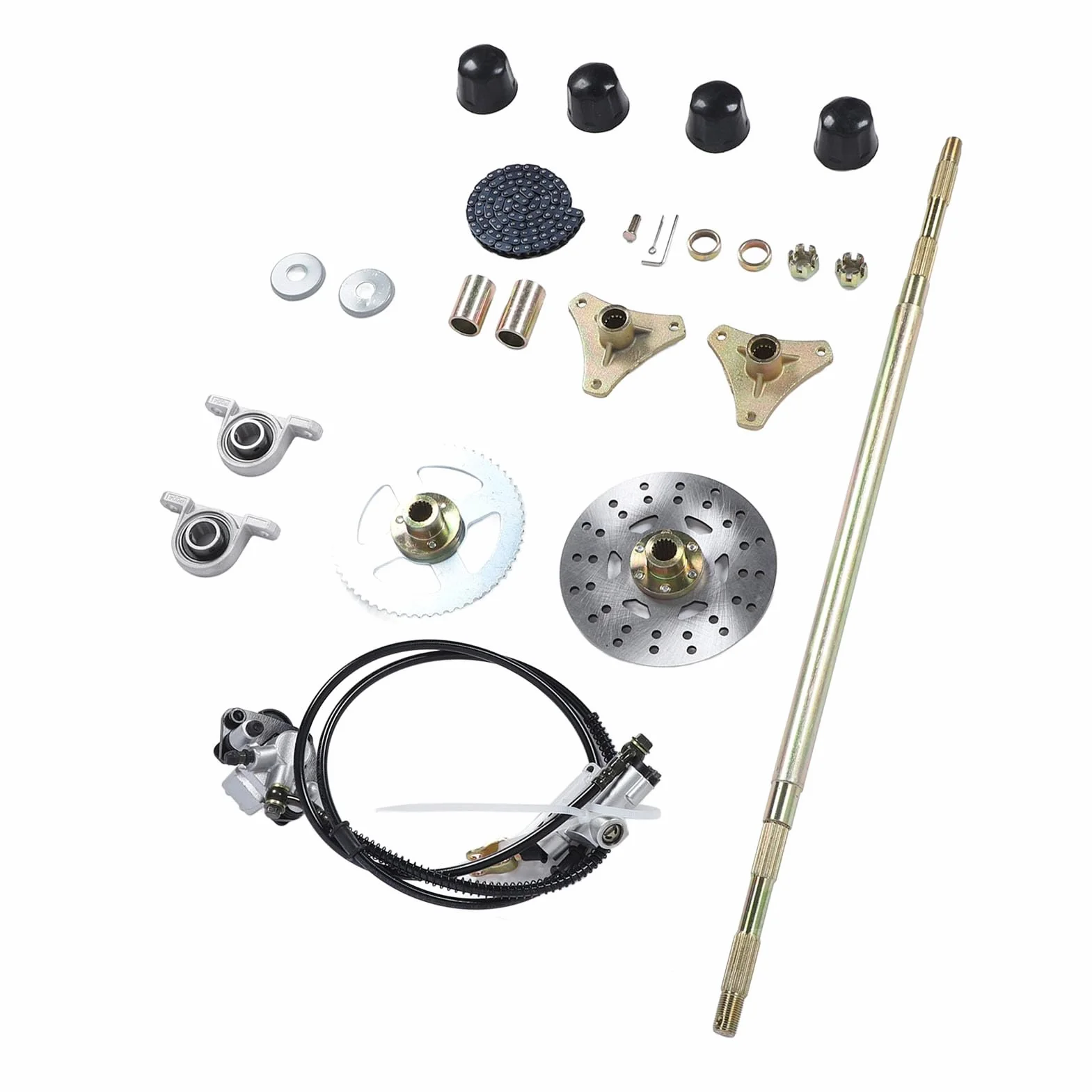Sxhlseller Kit Assemblaggio Assale Posteriore 74cm Go Kart, Kit Assale in Metallo con Componenti e Catena del Freno per Quads ATV