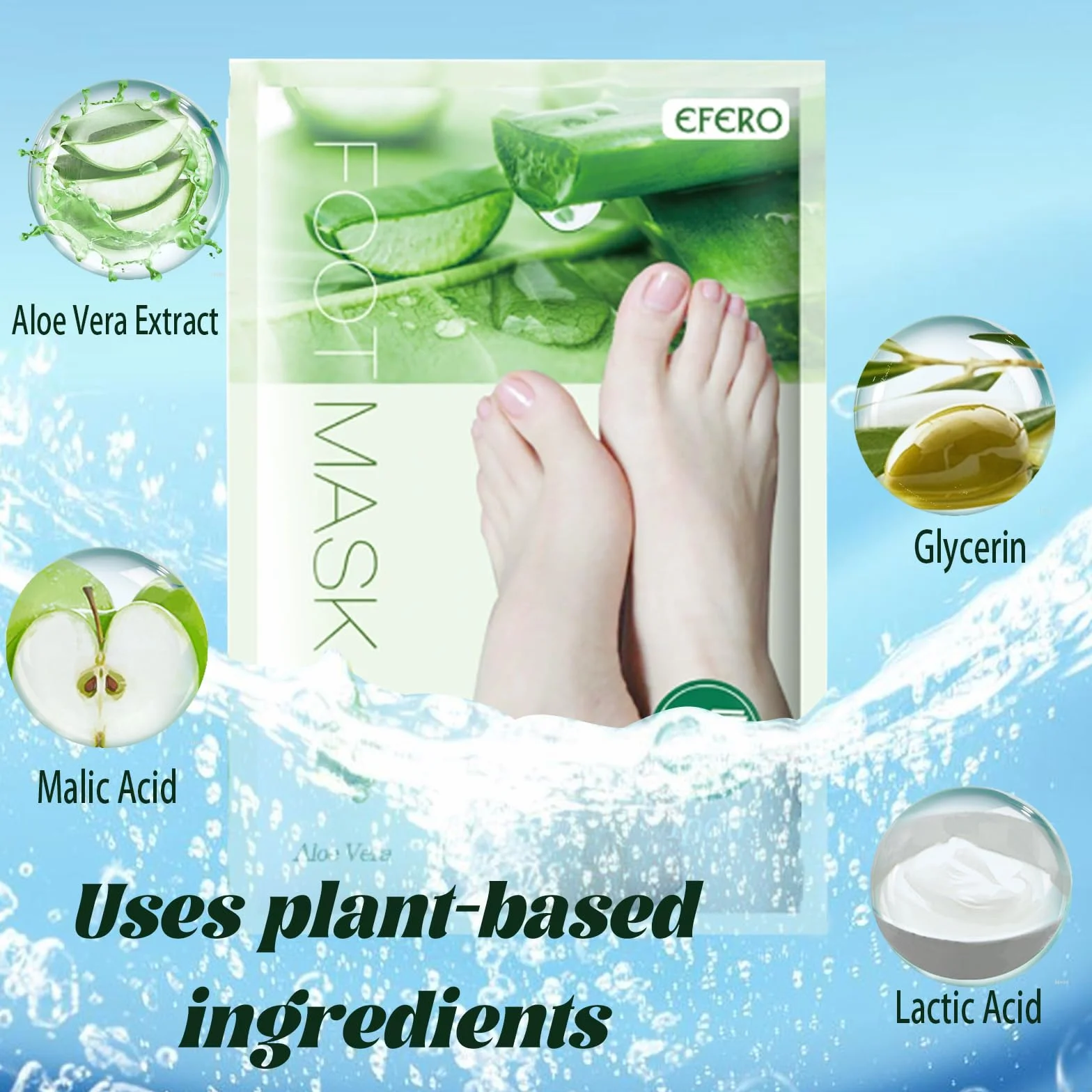 Maschera Piedi Esfoliante con Acido Lattico per Talloni Screpolati Uomini Donne (Aloe Vera)