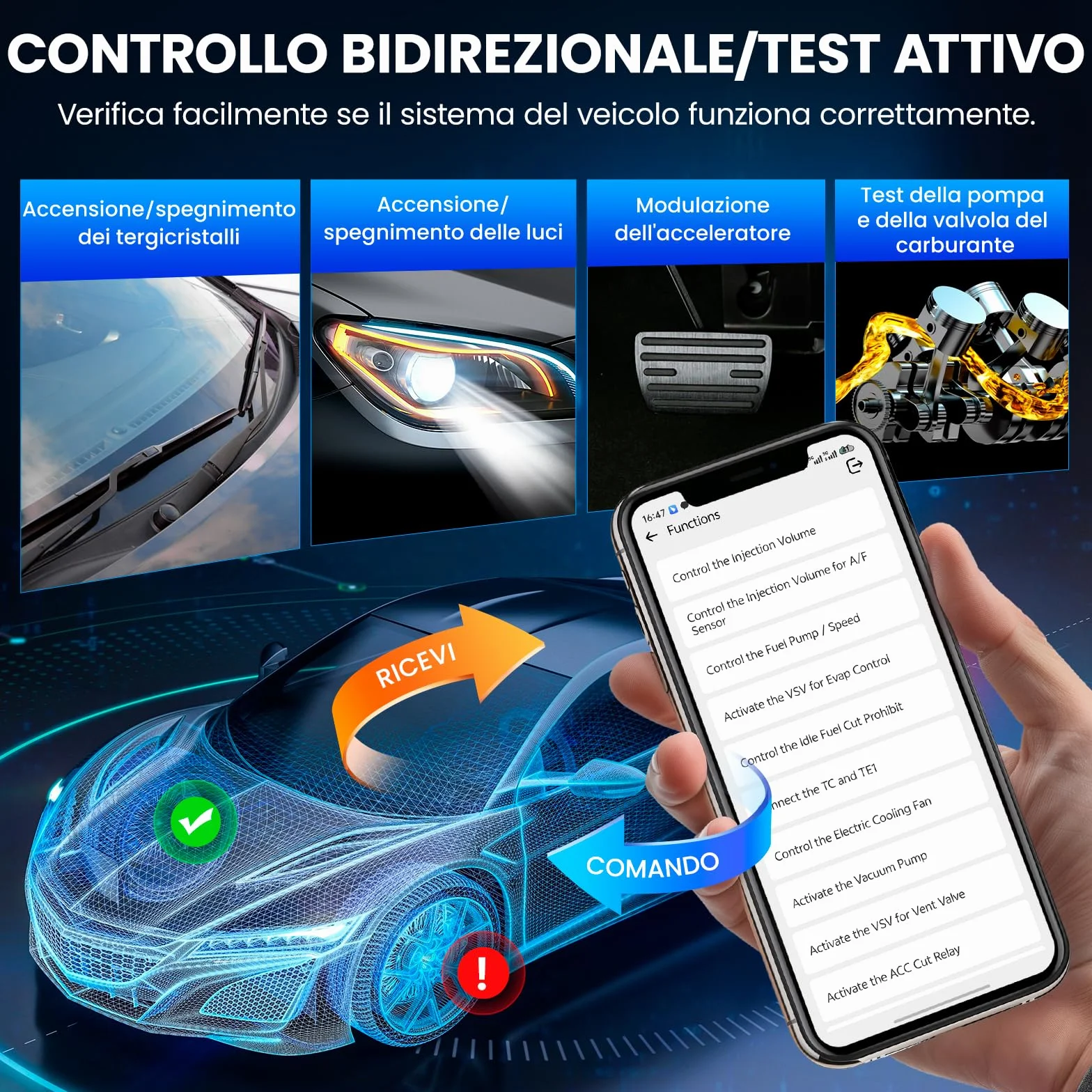 KINGBOLEN EDIAG Elite OBD2 Diagnostica Auto Bluetooth Italiano iOS Android 15+ Funzioni Reset Test Attivo Can-FD