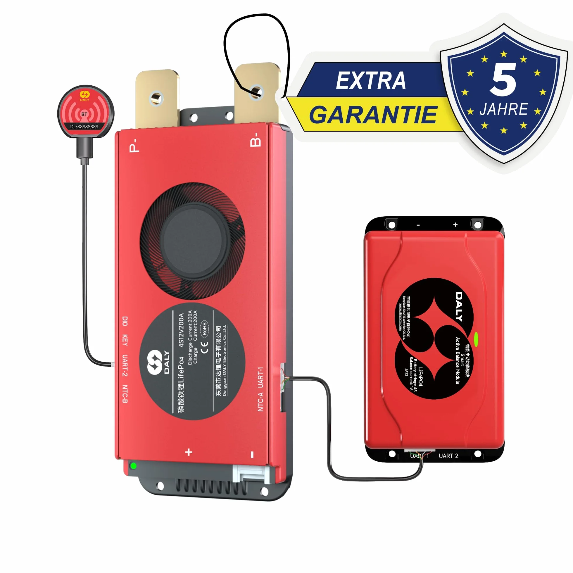 DALY BMS 12V 4S 200A Balance BMS con bilanciamento attivo delle celle 1A Bluetooth per pacco batteria LiFePO4