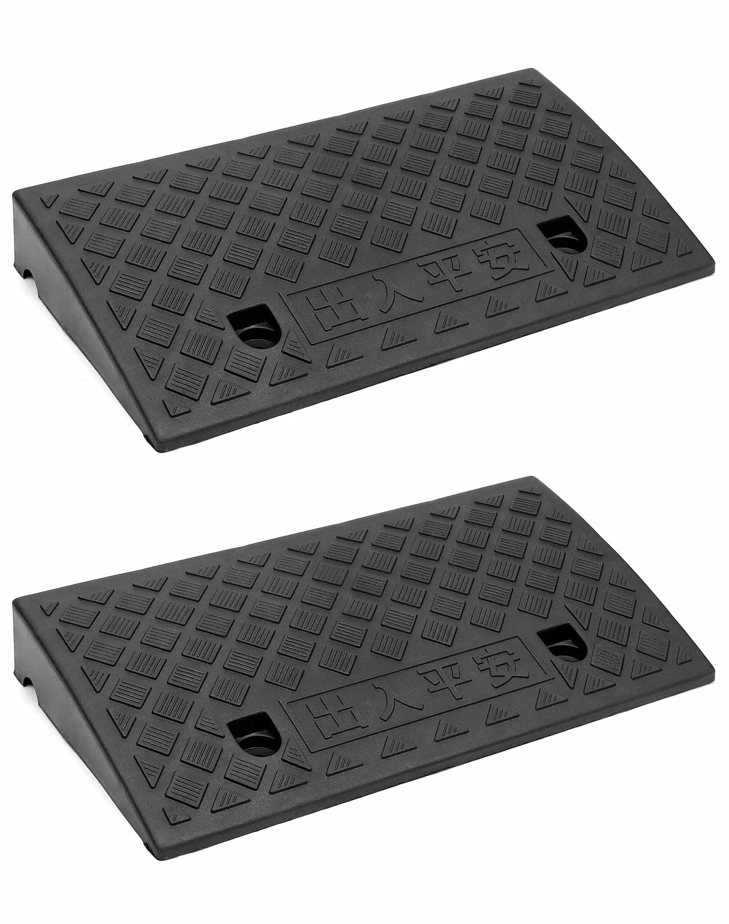 QWORK® 2 pezzi rampa carrabile per marciapiede in plastica, rampe auto, per sedie a rotelle, moto, 49x27x7 cm