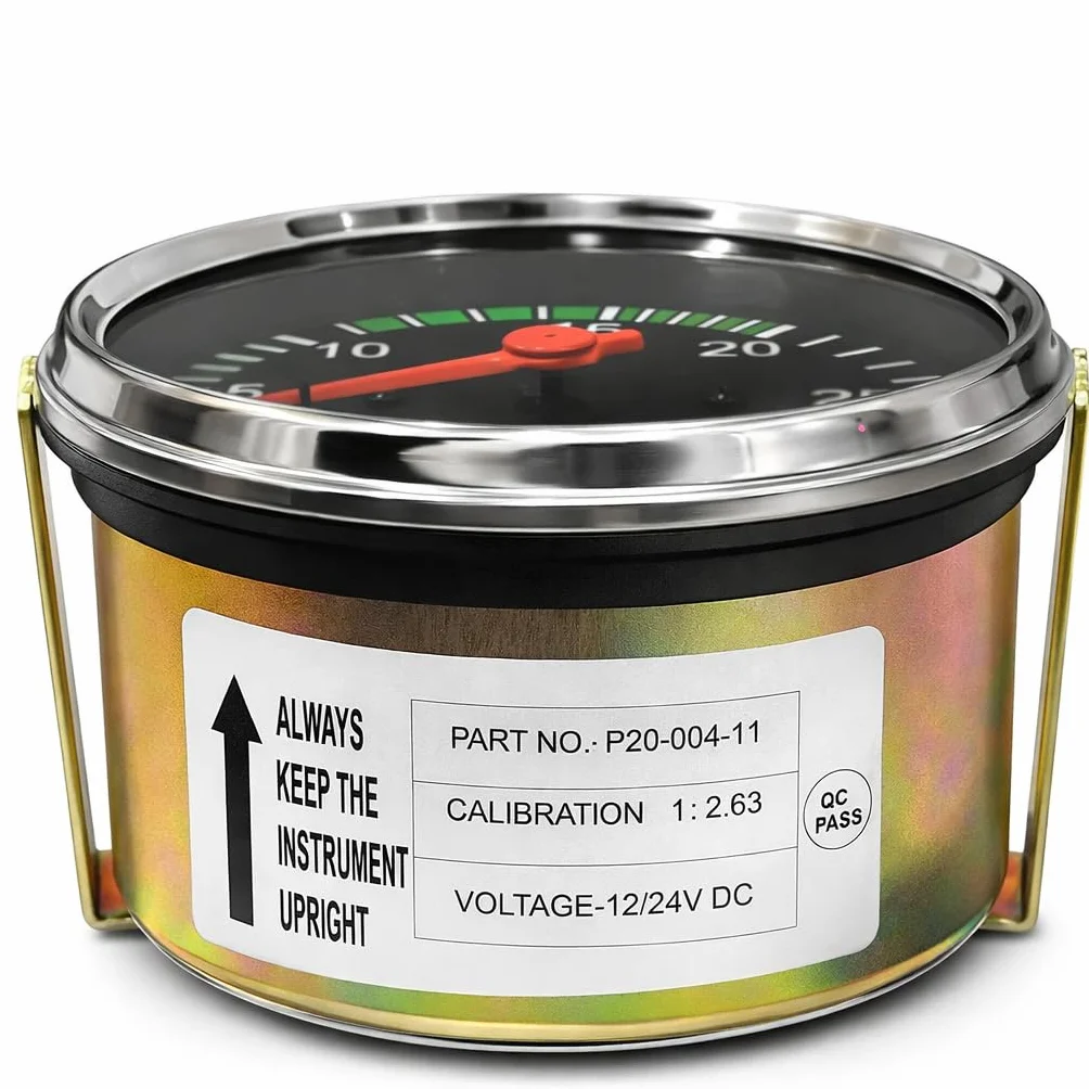Tachimetro universale elettromeccanico con 3 terminali per trattori 12V-24V DC – 0-30 RPM x 100, analogico per uso agricolo, veicoli pesanti, 0-3000 RPM, quadrante nero con cornice cromata
