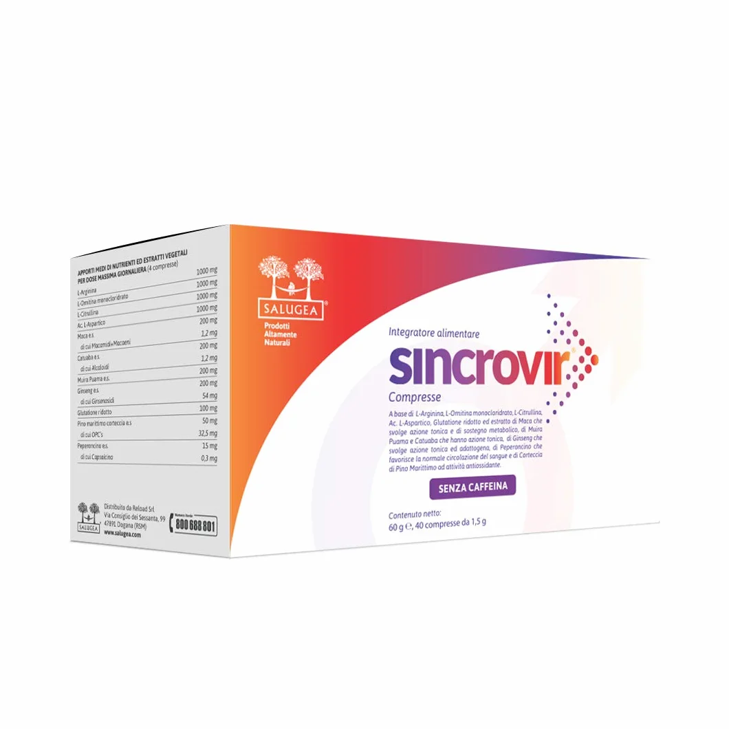 SINCROVIR Salugea Integratore sessuale uomo per erezione, libido, performance, 40 compresse