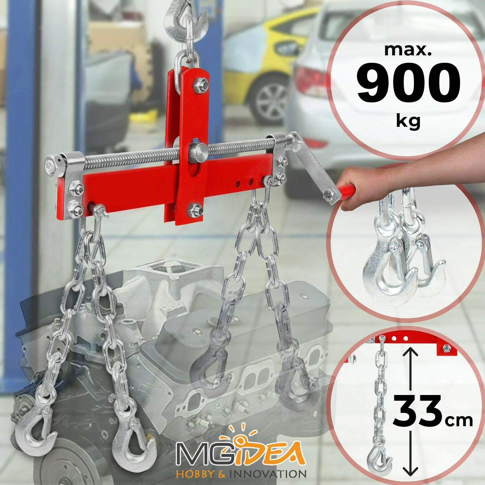 EQUILIBRATORE Sollevatore Motore 900KG BILANCIERE Auto Officina