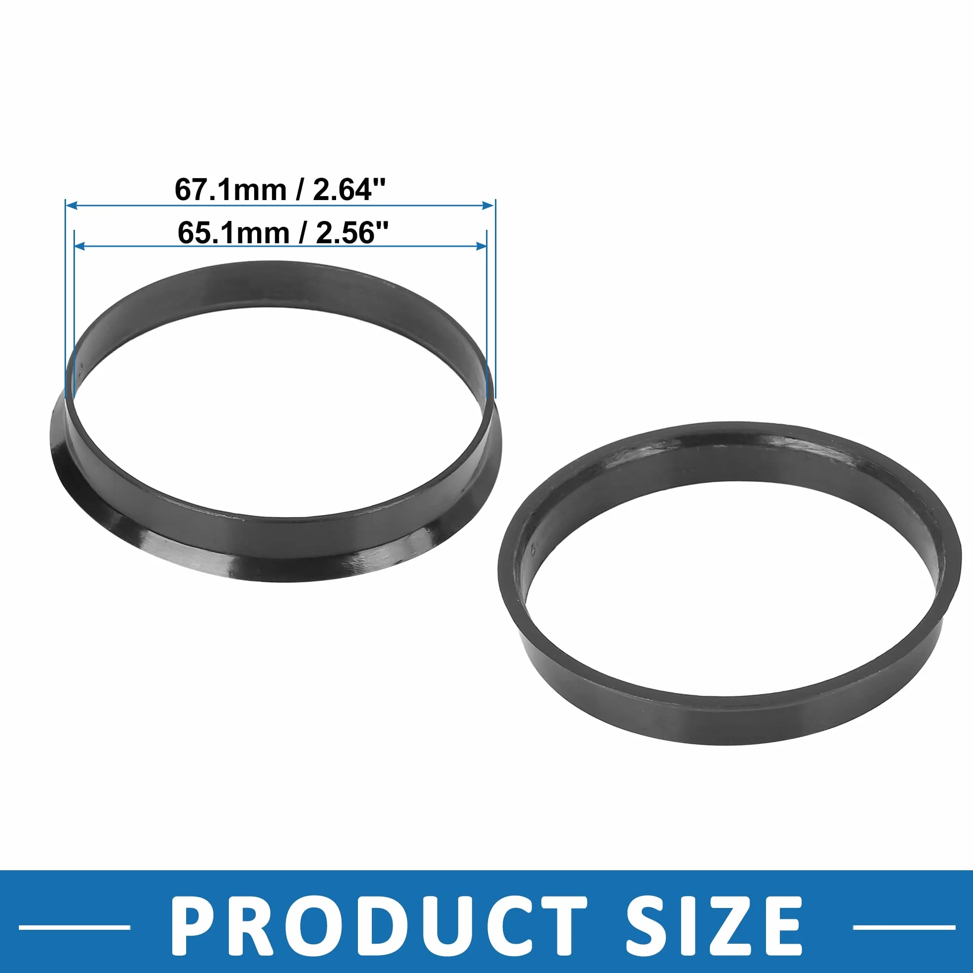 ABSOPRO Mozzo Centrale Anelli da 67,1mm a 65,1mm Plastica Nero Set di 4