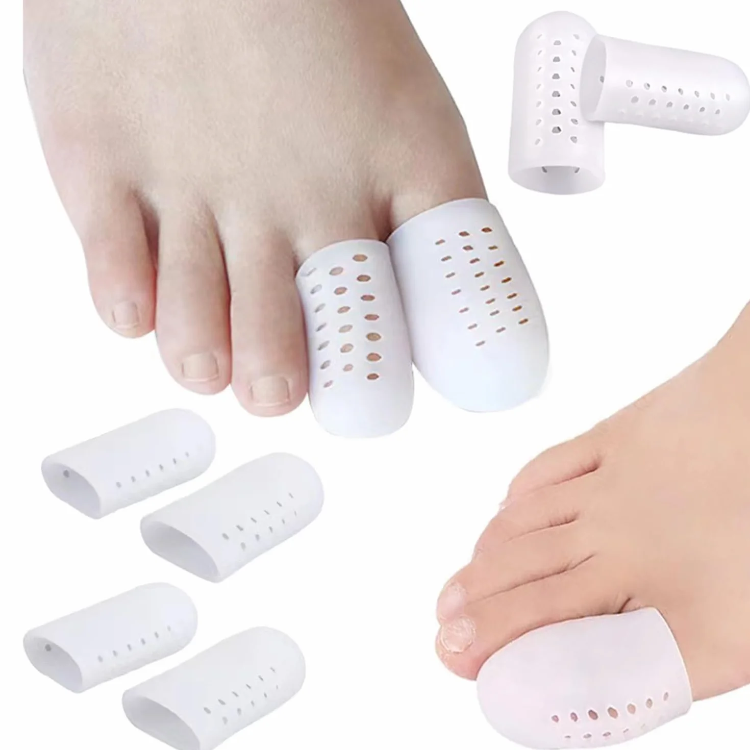 JDXun Protezione Dita Piedi Silicone 10pz, Copri Piedi Traspiranti per Alluce, Separatore Dita Piede Sollievo Dolore Attrito Calli