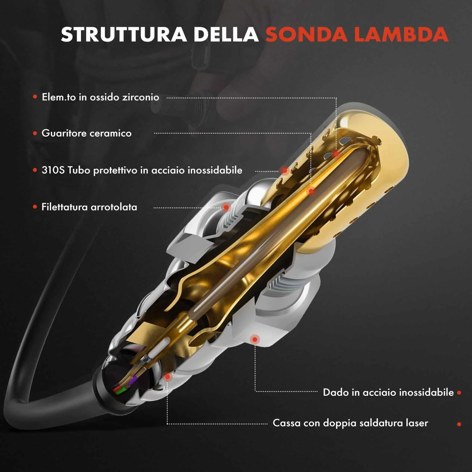 Frankberg Sonda lambda diagnostica Compatibile con Punto 199 500 312