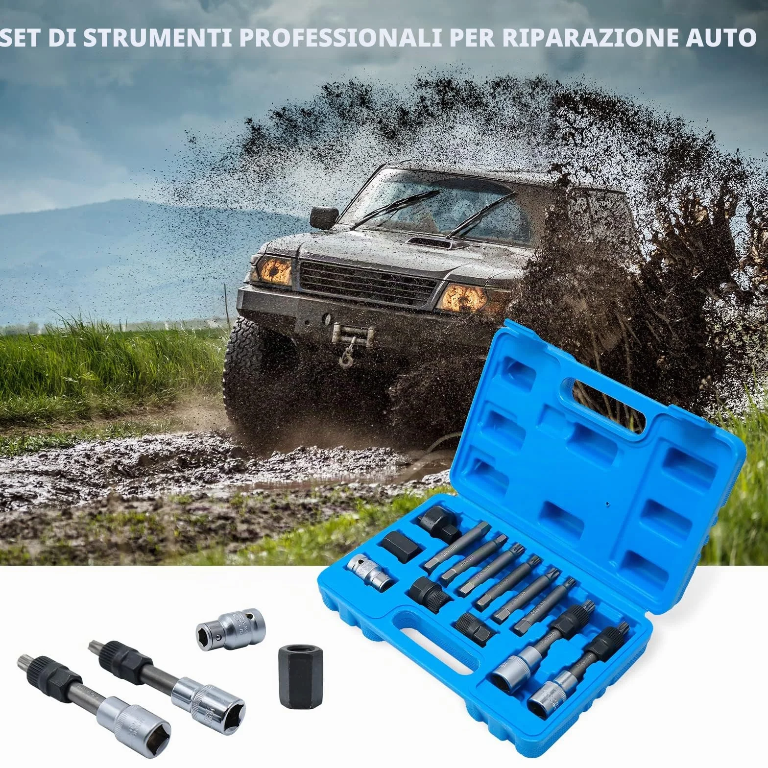 CCLIFE 13 pezzi chiavi smontaggio puleggia alternatore motore auto svita avvita 12.5mm 1/2''