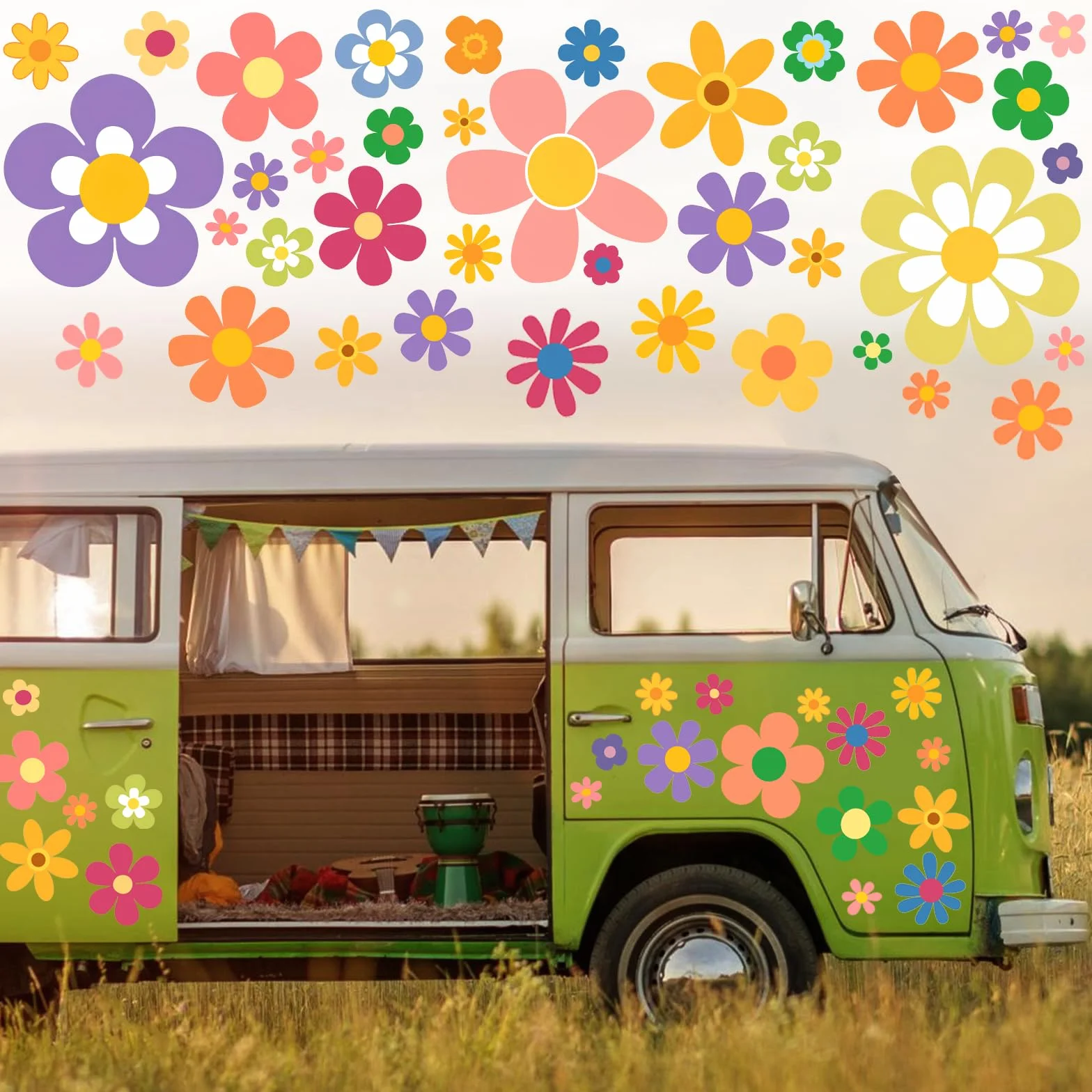 Adesivi per Auto Fiore Decalcomania Vinile Decorazione Esterna Adesivo Autoadesivo 88 PCS