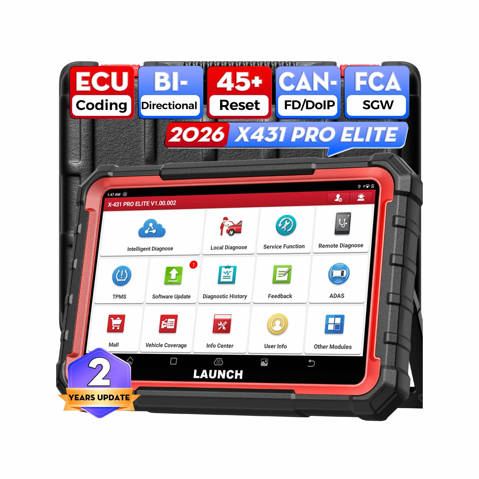 LAUNCH X431 PRO ELITE OBD2 Auto Diagnostica Professionale, Diagnostica Avanzata Tutto Sistema Bi-direzionale, 45+ Servizi, ECU Codifica Online, CANFD&DOIP SGW, Guida V.A.G