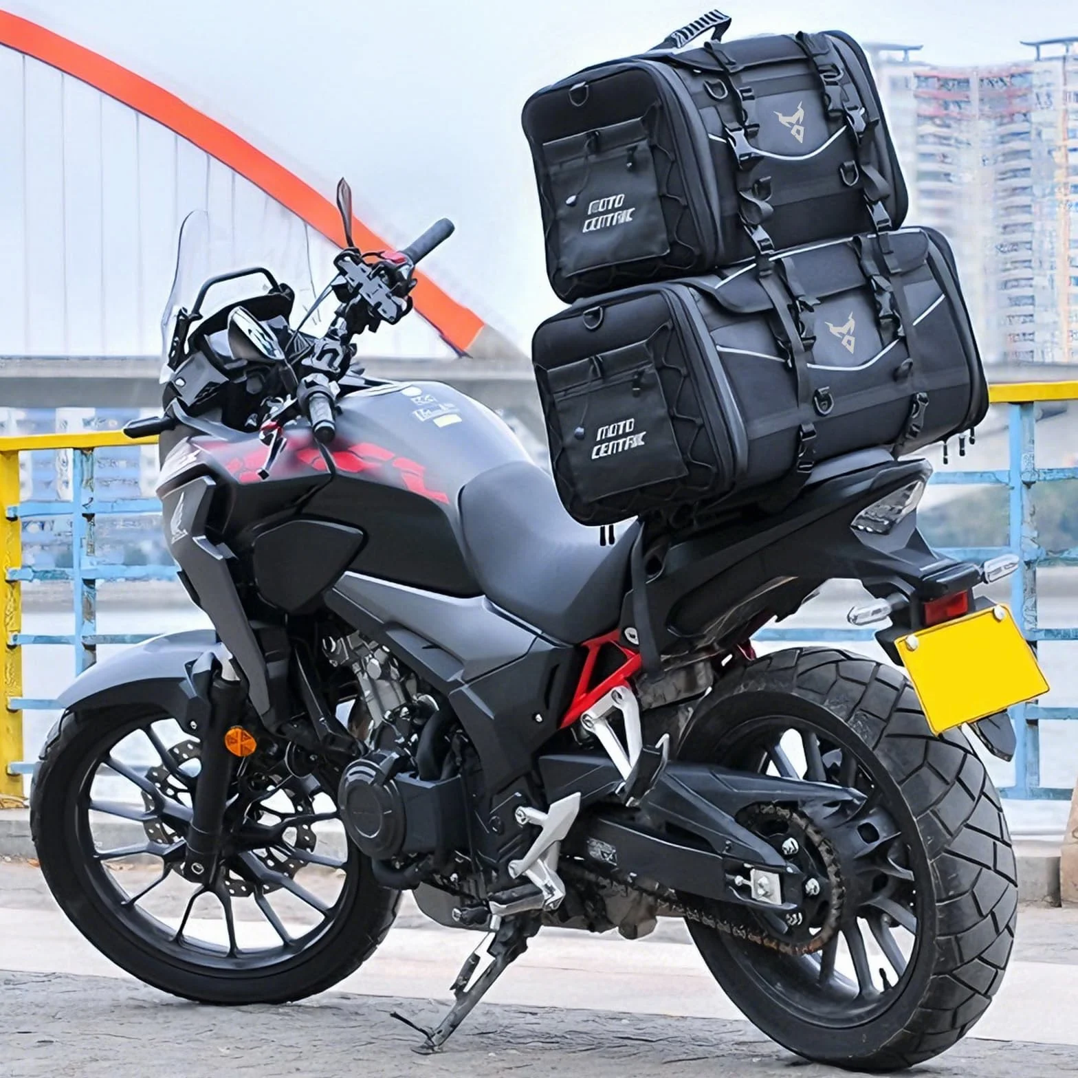 Borsa Moto Posteriore 45-60L Impermeabile Grigio