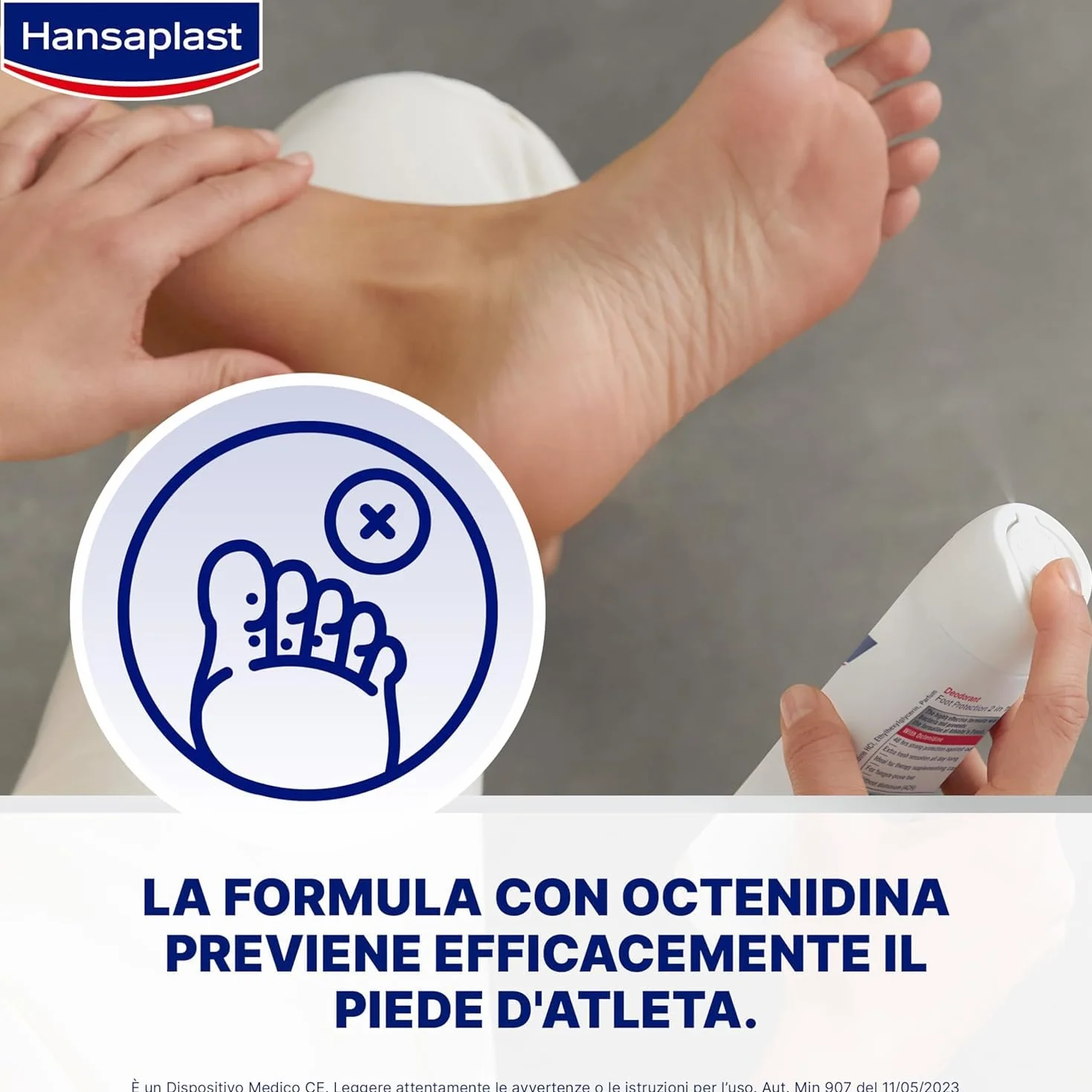 Hansaplast Deodorante Spray Foot Protection 2 in 1, Deodorante Piedi con Octenidina 150 ml