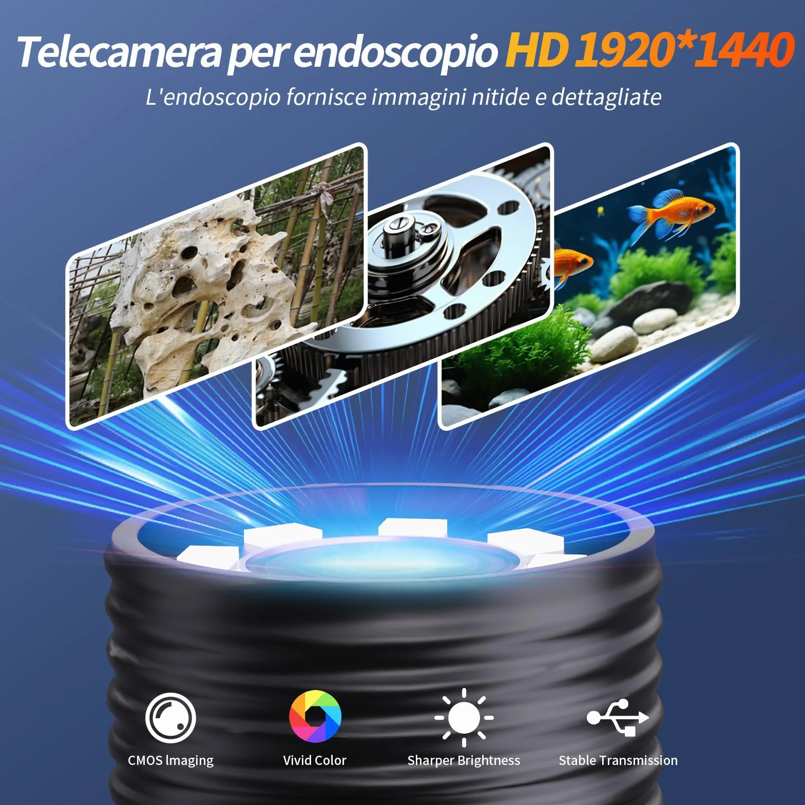 Aopick Endoscopio Smartphone 1920P HD Telecamera Endoscopica IP67 Impermeabile 5M Cavo Semirigido per Android iOS