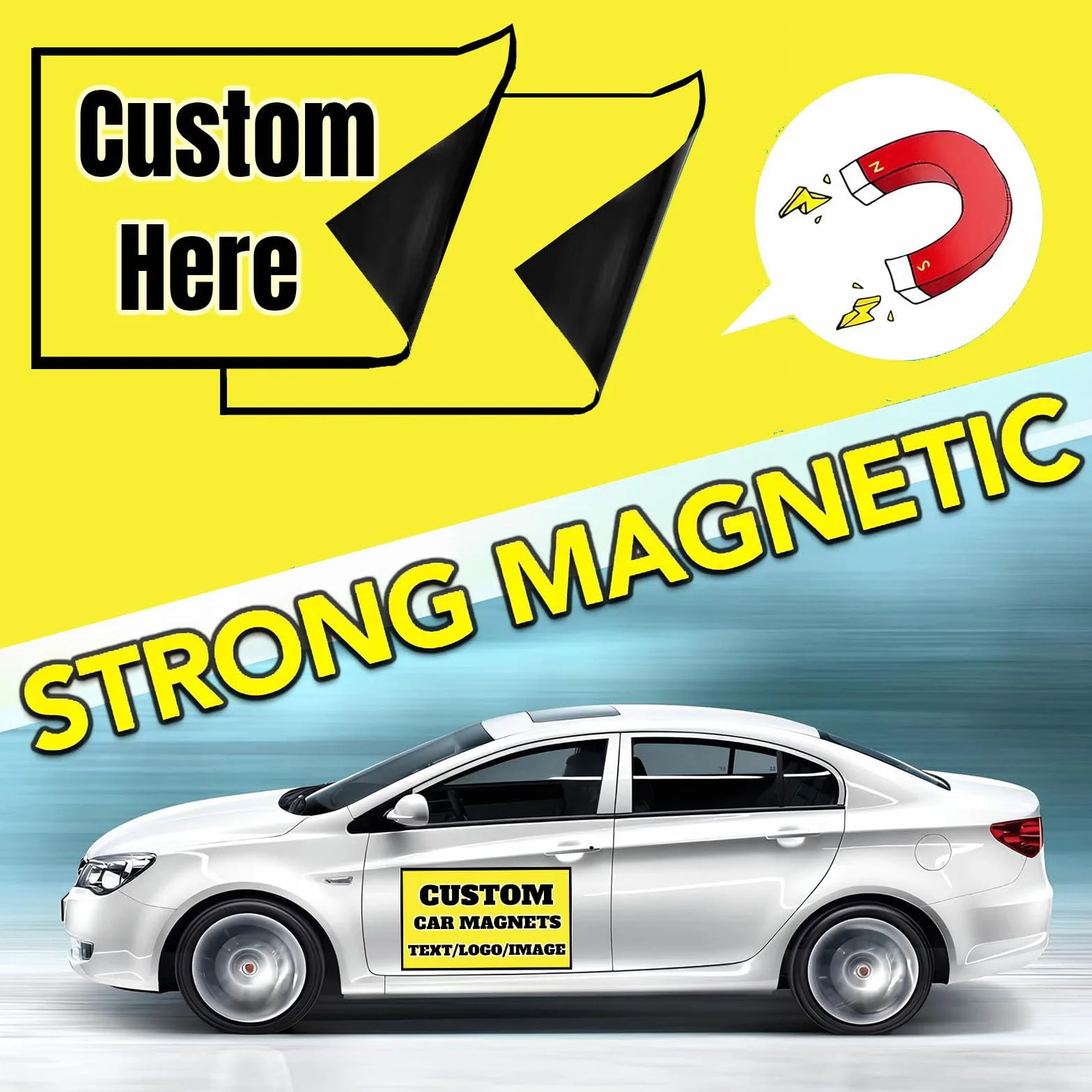 Magneti Personalizzati per Auto e Camion | Targhe Magnetiche con Stampa a Colori