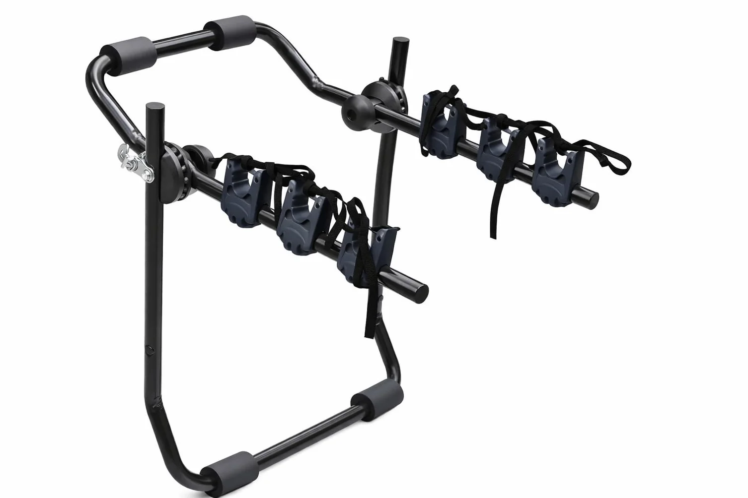 Susy Shop Portabici Posteriore Universale per Auto, Capacità 3 Biciclette, 40 kg, Pieghevole, Acciaio con Fasce in Nylon e Ganci