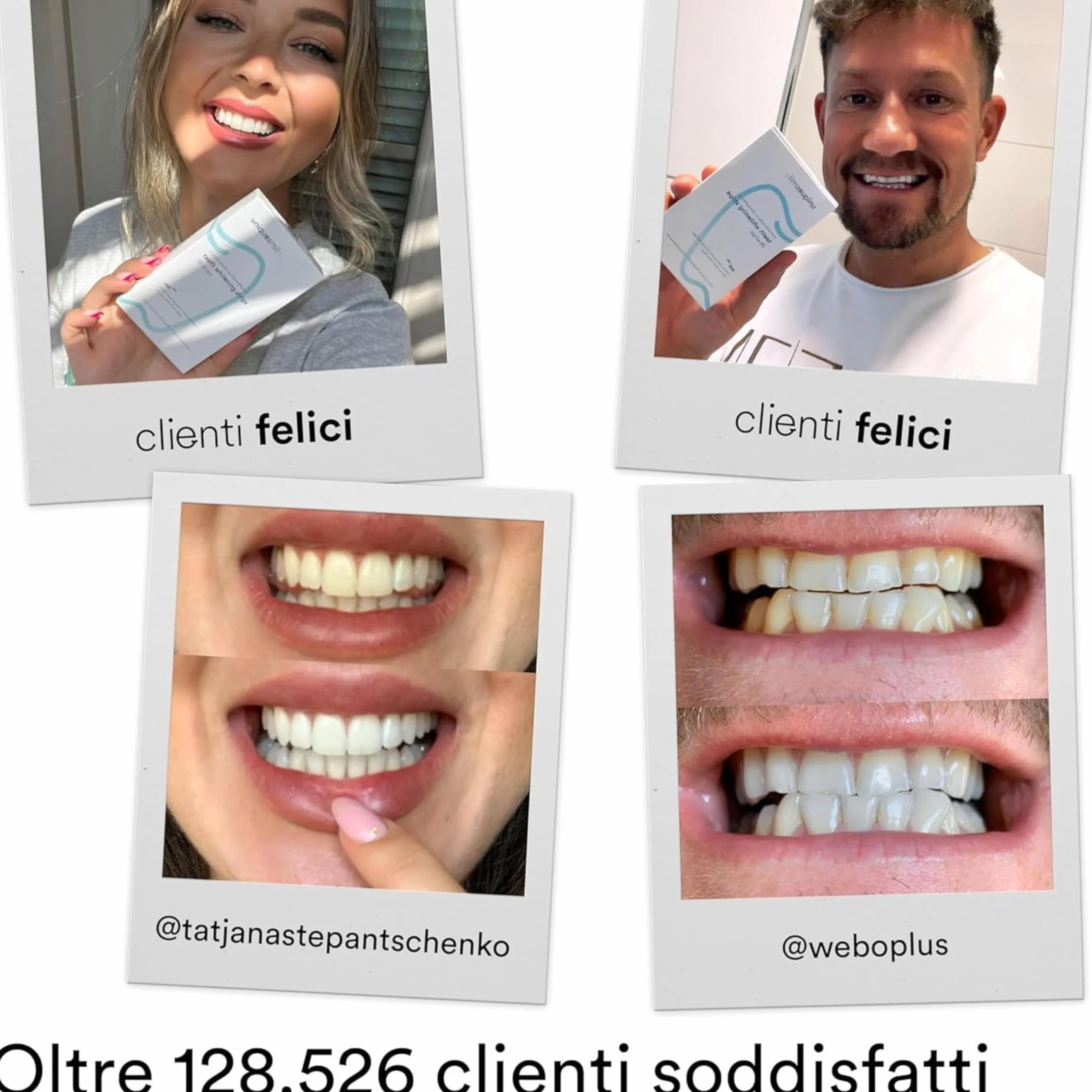 Uniquesmile Strisce sbiancanti denti senza perossido formula innovativa ingredienti naturali set 40 pezzi