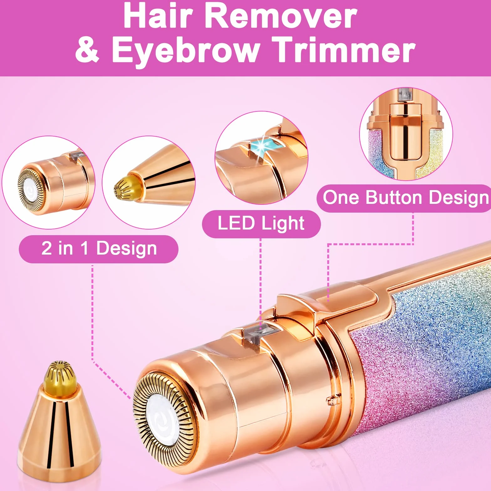 ACWOO Epilatore Viso Donna, 2 In 1 Ricaricabile USB con Luce a LED