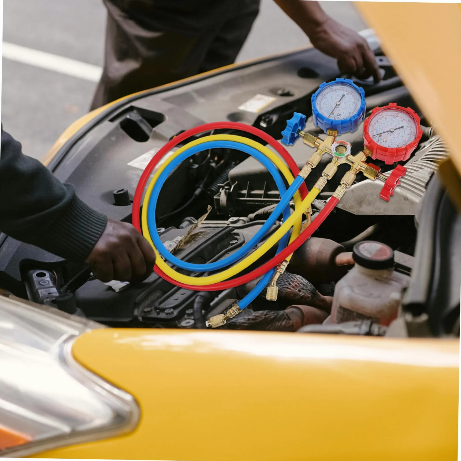 ULTECHNOVO 1 Set Completo per Climatizzatori con Manometro Tubo e Accessori Strumento Professionale per Controllo Pressione e Sicura Aria Condizionata Auto