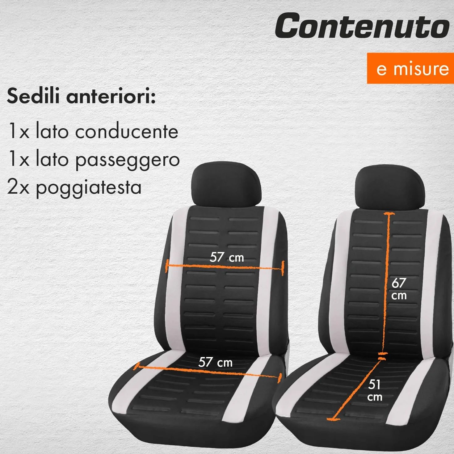 Upgrade4cars Coprisedili Auto Bianco Nero Anteriore Universali Set Copri-Sedile per Guidatore e Passeggero