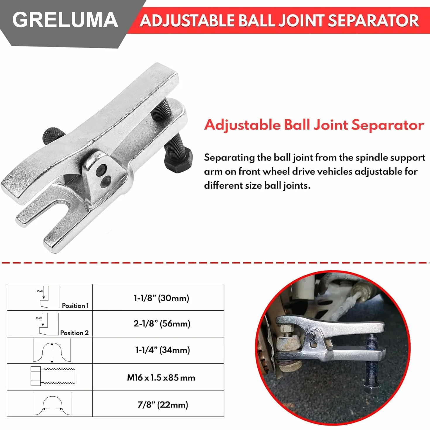 Greluma 3 Pz Set separatore universale per giunti sferici, kit estrattore estremità tirante