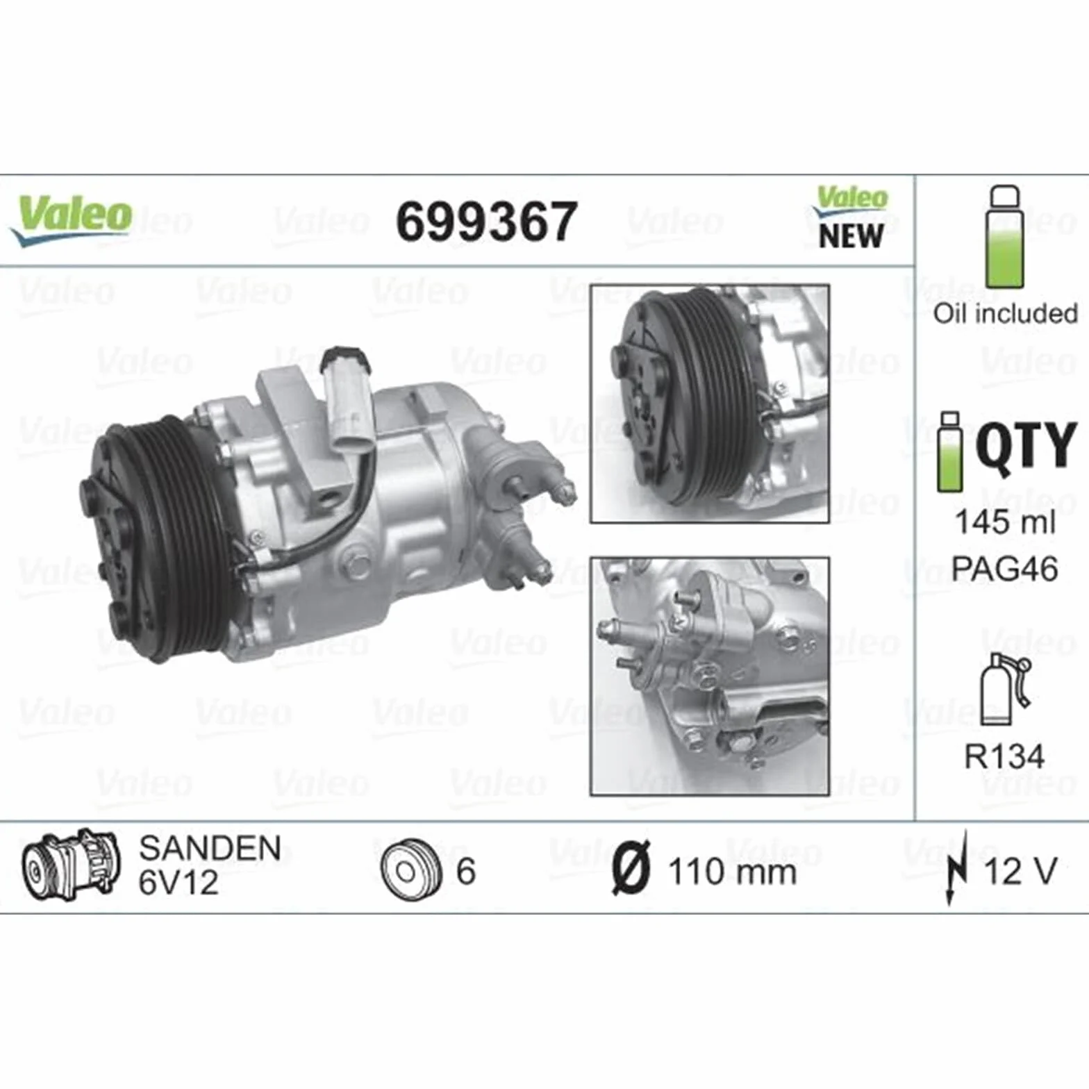 VALEO Compressore Climatizzatore 699367 OPEL COMBO CORSA C MERIVA TIGRA