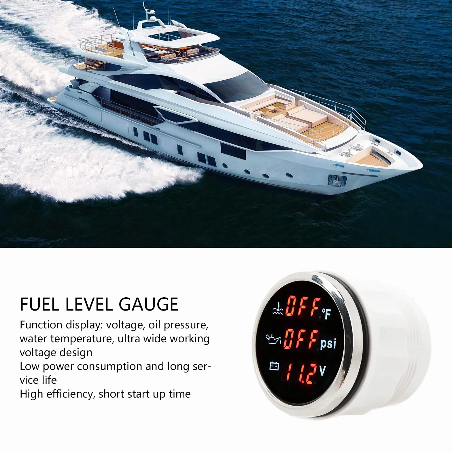 Indicatore della Temperatura Dell'acqua, per RV Yacht Barca Nave Auto Moto 52mm Indicatore Digitale della Temperatura Dell'acqua 3 in 1 DC 9 a 32 V Accurato