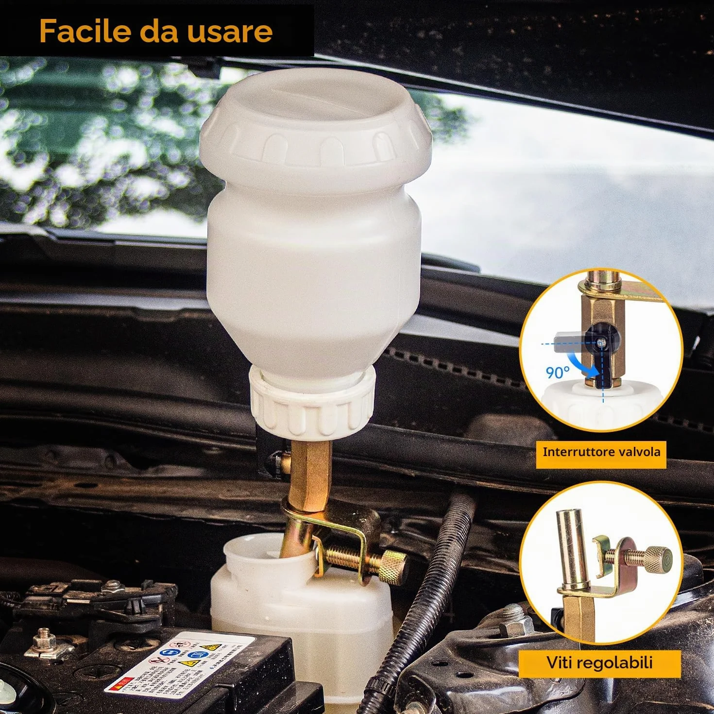 Spurgo Freni 2L Dispositivo ad Aria Compressa per Auto con Contenitore 1L di Aspirazione e Adattatori