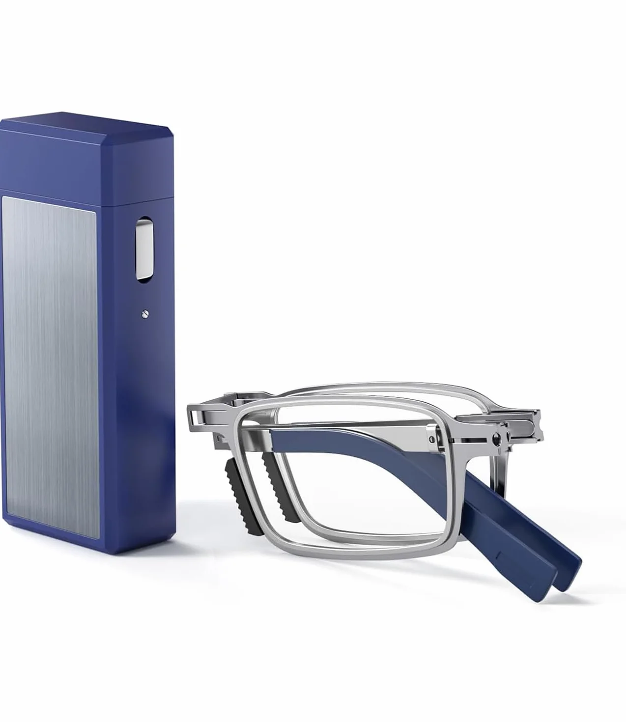 Hubeye Occhiali da lettura Pieghevole in Acciaio inox Anti luce blu 2.00 con Cerniela a molla e Scatola in metallo