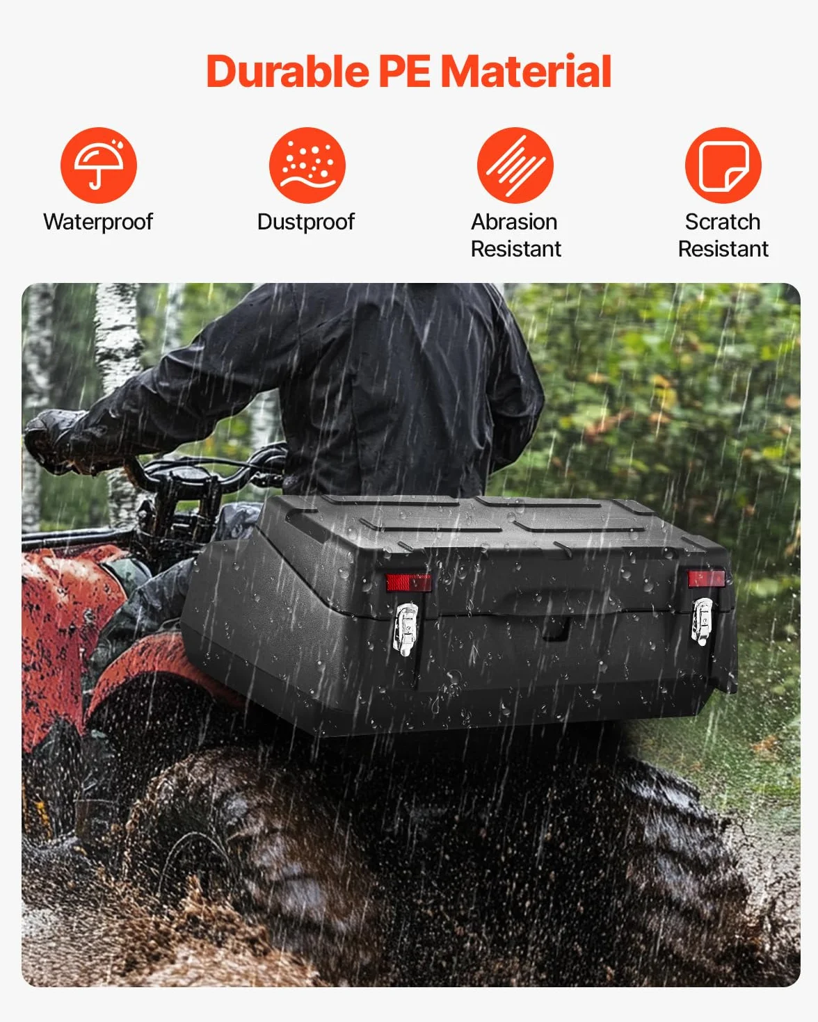 VEVOR Contenitore Sdraio da Auto ATV UTV Posteriore 95L LLDPE Impermeabile con Serratura Nero